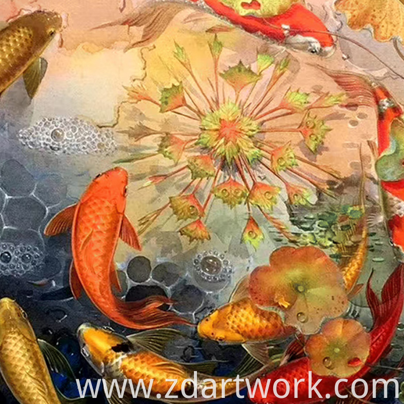 Oil Painting Nine Fish Works